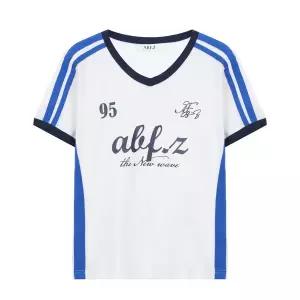 [롯데백화점]abfz 배색 포인트 V넥 반팔 티셔츠 APZ2QK331F