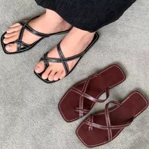 여자 데일리 스티치 크로스 스트랩 쪼리 슬리퍼