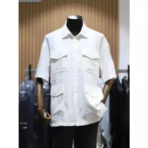 [갤러리아] BON 화이트 실키드라이 4포켓 오버핏 반팔 셔츠 BN4MBA671
