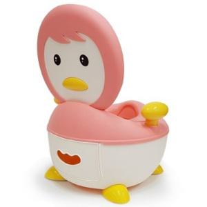 톨스토이 즐거운 아가 배변훈련 인체공학 시트 펭귄 디자인 유아 변기_소프트 핑크