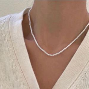얇은 작은 4MM 긴 여름 레이어드 진주목걸이