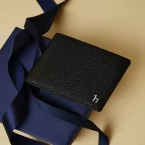 헤지스 액세서리 25FW [선물추천][Online 한정판][BASIC] 블랙 솔리드 퍼피로고 소가죽 반지갑 HJWA5F906B