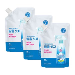 온더바디 코튼풋 발을씻자 풋샴푸 리필 쿨링 500ml 3개 버블거품