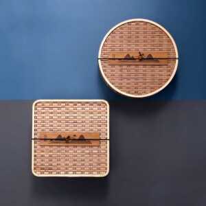 송편 바구니 선물용 소쿠리 한과 둥근 금색 포장 포장용 등나무 박스용기