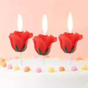 (레드) 해피니스 장미꽃 생일초 3p 세트/기념일/파티/성탄절/생일/케이크/크리스마스/초등/학교/학생/양초