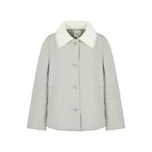 [20%쿠폰][크로커다일 레이디]니트카라 포근한 라이트카키 패딩_CLDWPD101