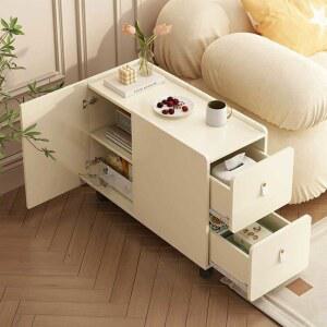 소파옆 수납장 이동식 서랍 수납 사이드 다용도 바퀴 테이블 틈새 협탁 아이보리 1 52x20x66cm