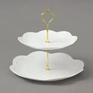 인조이 라운드+골드 2단 트레이 디저트