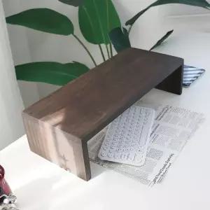 모니터 받침대 원목 듀얼 컴퓨터 받침 스탠드 선반 키다리 다크월넛 L535