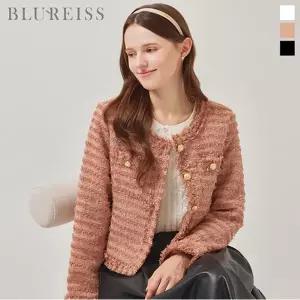[블루레이스] 페미닌 트위드 칼라리스 자켓_B5F1JK1021