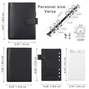 Moterm 개인 사이즈 3.0 링 플래너, 페블 소가죽 어젠다 저널