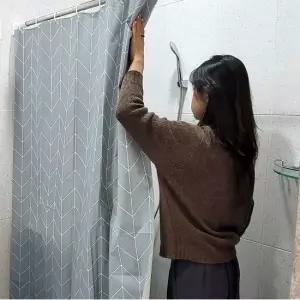 헤링본 샤워커튼 방수 비닐 180x180 그레이 비닐커튼 가림막커튼 샤워파티션 샤워실커튼