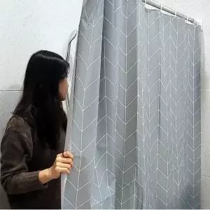 그레이 헤링본 비닐 샤워커튼 방수 150x180 비닐커튼 가림막커튼 샤워파티션 샤워실커튼