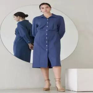 [더아이잗]더아이잗 백 밴딩 턱 디테일 셔츠 원피스 _K IN9A0OP03