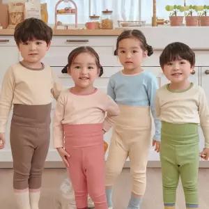 아기 유아 남아 여아 파스텔 컬러 골지 스판 9부 배앓이 방지 실내복