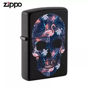ZIPPO 라이터 프린팅 49771 Flamingo Skull Design 오일+심지+부싯돌 3종세트 포함