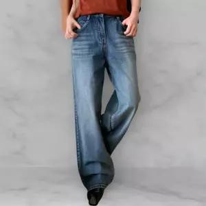 여성 심플 내추럴 워싱 루즈핏 청바지 면 데님