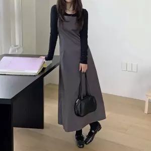 여성 오픈백 엑스라인 롱 뷔스티에 원피스