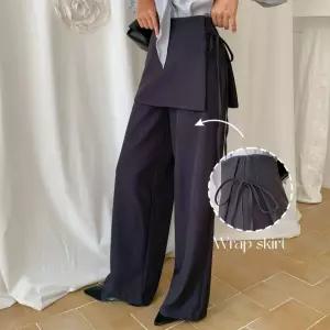 여성 레이온 레이어드 와이드 랩 스커트 슬랙스