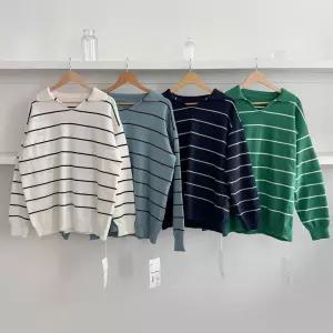 여자 단가라 오버핏 힙커버 오픈 카라넥 소프트 니트