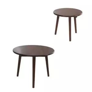 원형 테이블 거실 세트 월넛 미니 원형 거실