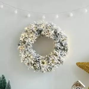 [텐바이텐]크리스마스 스노우 리스 무장식 원형 벽장식 고급 눈쌓인 30cm