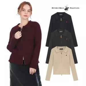 [비버리힐스폴로클럽]여성 레더 슬라이더 케이블 투웨이 집업 TK025