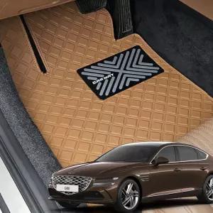 차바라기 제네시스 G80 3세대 페이스리프트 스퀘어 바닥매트 가죽 카매트 발판 용품