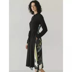 [하프클럽/막스까르띠지오]백 프린트 배색 롱원피스