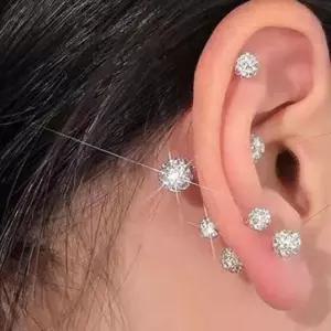 데일리 착용 스톤 피어싱 5mm 티타늄 원형 귀걸이 (WF0362A)