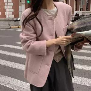 [제작] 유리주 라운드넥 하프 울 자켓 84647 빅사이즈 여성의류