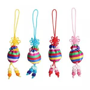 색동 복주머니 매듭고리 [4046] / 전통 키링 핸드폰줄 장식 재료