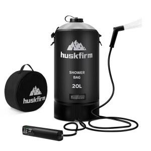 허스크펌 휴대용 샤워기, 5갤런/20L 창문, 야외 전기 펌프, 수위 하이킹 에어 캠핑 해변 샤워기 샤워백, 가능한 노즐, 태양열 온수 조절 여행용