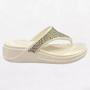 [크록스]웨지 샌들/ 206343-174/ Womens Crocs Monterey Diamante Wedge Flip Oyster-Champagne