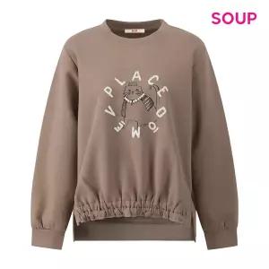 [롯데백화점]SOUP 캣 프린팅 셔링 맨투맨 티셔츠 S5BLT06