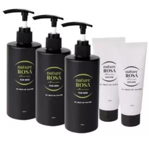 네이처로사 올인원 남성화장품 대용량(300ml)x3통 + 휴대용(50ml)x2통 40,50대 중년남자 미백 주름개선 화장품