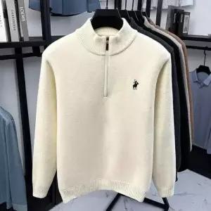 GLINE 남성니트 집업 밍크털 스웨터 가을 겨울 자수 기모 도톰 보온 힛템