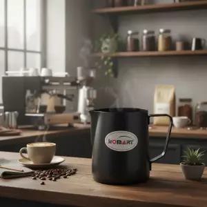 홈아트 테프론 스팀피쳐 350ML (블랙) 우유 스팀피처 코팅 밀크저그 바리스타 커피