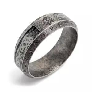 silver KYASYA 스테인레스 켈트모양고리 앤티크 골드 무광 가공 위그드라실 생명의 나무 빈티지 링 남성 반