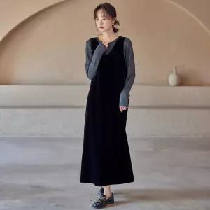 JSRLYQ096 빅 사이즈 루즈핏 뷔스티에 겨울 벨벳원피스