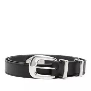 블랙 가죽 실버 버클 벨트 45BBX3AJG 38SI