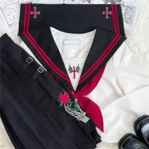 레드라인 블랙 데빌 세라복 프레피룩 긴팔 교.