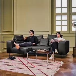 [상품권2만원증정][다우닝] 포네 3.5인 오픈코너 모듈 전체 천연가죽 소파