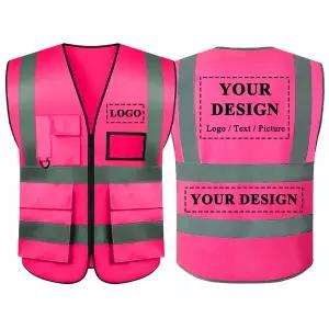 경량 패딩 조끼 다운 겨울 방한 맞춤형 로고 핑크 안전 작업 여성/남성 건설 현장 작업복 고시인성 앞면 지
