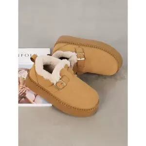 [하프클럽/]스웨이드 통굽 털로퍼 5cm