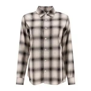 체크 패턴 클래식 핏 셔츠 S24FG052EECRUEC BEIGE