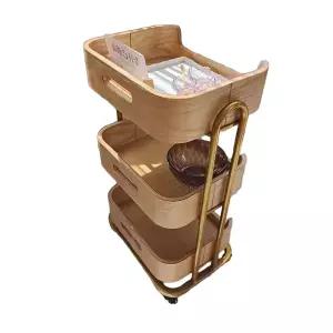 나무 트롤리 미용실 우드 원목 카트 왜건 서빙 우드