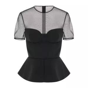 시어 넥라인 페플럼 뷔스티에 탑 NDTOP1107500100 BLACK