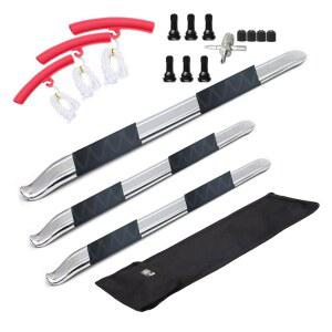 Dr.Roc 2 x 15.5 인치 1 19.5 타이어 아이언 3 림 프로텍터 6 TR413 밸브 스템 마운트 및 디마운트 세트 모터사이클 더트 바이크 잔디깎이 ATV UTV 교체 도구와 안정적인 가방 포함