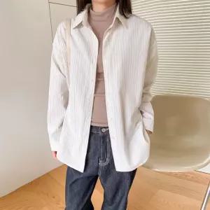 여자 코튼 스트라이프 루즈핏 카라넥 남방 셔츠